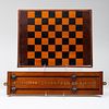 Victorian Mahogany and Ebonized Billiard Counter and an Ebonized and Stained Wood Games Board