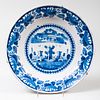 Dutch Blue and White Delft Charger Decorated with a Church