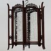 Chinese Carved Hardwood and Glass Lantern