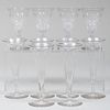 Set of Six English Champagne Flutes and a Set of Four Sherry Glasses