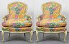 Modern Rococo Style Upholstered Armchairs, Pair
