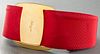 Salvatore Ferragamo Red Leather & Canvas Belt