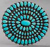 Navajo Silver & Turquoise Large Brooch