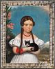 Pastel portrait of a young girl with cat, 19th c.