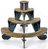 Painted pine tiered plant stand, late 19th c.