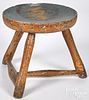 Windsor foot stool, ca. 1820, retaining an old och