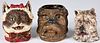 Three terra cotta animal head jars, early 20th c.,