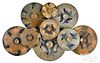 Collection of nine Mid-Atlantic stoneware lids, 19
