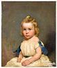 American oil on canvas portrait of a child