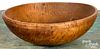 Large turned tiger maple bowl, 19th c.