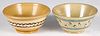 Two mocha decorated yellowware bowls