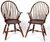 Two New England continuous arm Windsor chairs