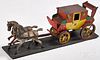 Folk art painted wood horse and carriage team