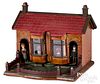 Painted rounder house model, ca. 1900, 11" h., 11