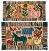 Two American hooked rugs,20th c., with rabbits and