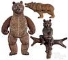 Three Black forest carved bear plaques, ca. 1900