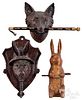 Three carved Black Forest animals, ca. 1900, to in