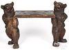 Black Forest carved bear bench, ca. 1900, with opp
