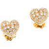 PAIR OF STUDS WITH DIAMONDS IN 18K YELLOW GOLD Brilliant cut diamonds ~0.50 ct. Weight: 4.2 g