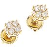 PAIR OF STUD EARRINGS WITH DIAMONDS IN 10K YELLOW GOLD Brilliant cut diamonds ~0.30 ct. Weight: 0.9 g