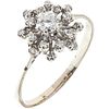RING WITH DIAMONDS IN 10K YELLOW GOLD AND SIZE ADJUSTMENT IN BASE METAL 8x8 and brilliant cut diamonds ~0.50 ct. Size: 9 ½