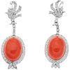 PAIR OF EARRINGS WITH CORALS AND DIAMONDS IN 14K WHITE GOLD Orange corals, Brilliant and 8x8 cut diamonds ~1.80 ct