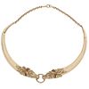 CHOKER WITH IVORY AND 18K YELLOW GOLD In manner of horses. Weight: 68.1 g