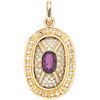PENDANT WITH RUBY AND DIAMONDS IN 14K YELLOW GOLD 1 Oval cut ruby ~1.30 ct, 8x8 cut diamonds ~1.40 ct. Weight: 6.9 g