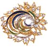 BROOCH WITH DIAMONDS AND ENAMEL IN 18K WHITE AND YELLOW GOLD WITH PIN IN PALLADIUM SILVER Diamonds in different cuts ~2.20 ct