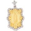 MEDAL WITH DIAMONDS IN 18K YELLOW GOLD AND PALLADIUM SILVER 8x8 Cut diamonds ~0.30 ct. Weight: 8.8 g