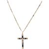NECKLACE AND CROSS WITH WOOD IN 10K YELLOW GOLD Weight: 5.6 g