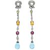 PAIR OF EARRINGS WITH SEMI-PRECIOUS GEMS AND DIAMONDS IN 14K WHITE GOLD  Weight: 5.8 g