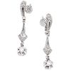 PAIR OF EARRINGS WITH DIAMONDS IN PALLADIUM SILVER Brilliant and 8x8 cut diamonds ~0.25 ct. Weight: 4.1 g