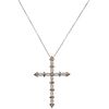 CHOKER AND CROSS WITH DIAMONDS IN 14K AND 18K WHITE GOLD Brilliant cut diamonds ~0.65 ct. Weight: 3.7 g