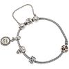 BRACELET IN .925 SILVER, PANDORA Safety chain and 4 charms with resin applications and glass. Weight: 32.8 g