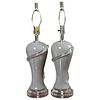 Pair of Deco Style Gray Glass Table Lamps