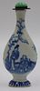 Chinese Blue and White Snuff Bottle with Jade