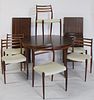 Midcentury Danish Modern Rosewood Table & 6 Chairs