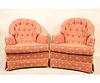 PAIR OF BUTTON TUFTED CLUB CHAIRS