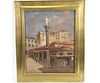 PIAZZA MARKET OIL ON CANVAS PAINTING