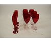 MIXED LOT OF TEN RED CRYSTAL GLASSES