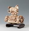 Figures of the Chinese Horoscope. China, first third of the 20th century. In carved ivory. Signed at the base. Weight: 1060 gr.