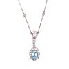 Platinum Diamond Aqua Pearl Pendant