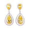 18K Diamond Yellow Sapphire Earrings
