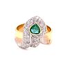 14k Diamond Emerald Snake Ring