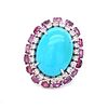 18k Pink Sapphire Diamond Turquoise Ring