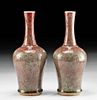 Pair 19th C. Chinese Qing Porcelain Peach Blossom Vases
