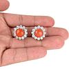 Coral, Diamond and 18K Earrings