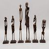 Lote de 6 esculturas. Siglo XX. Elaboradas en bronce. Personajes africanos. 43 cm altura (mayor).