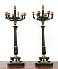 A pair of large gilt and patinated bronze seven-light candelabra,